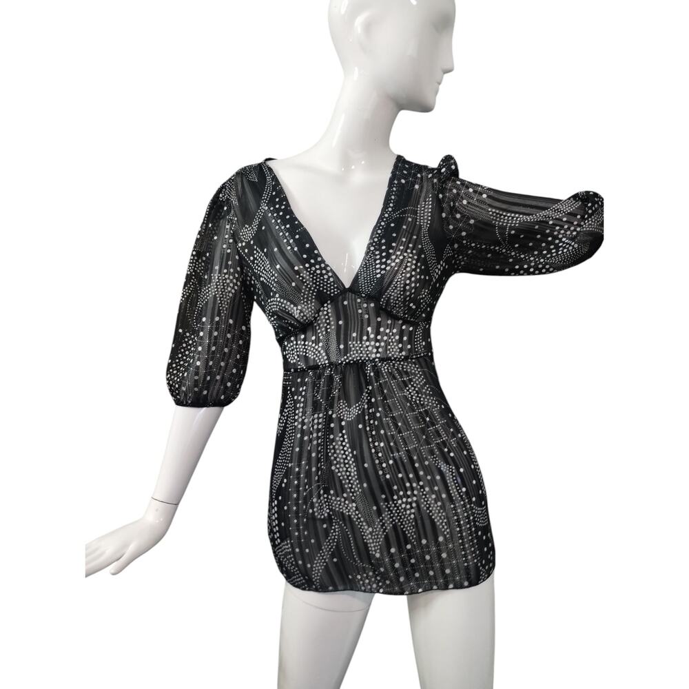Y2K Babydoll Charlotte Russe Women's size Medium Sheer‎ Polkadot Milkmaid Top